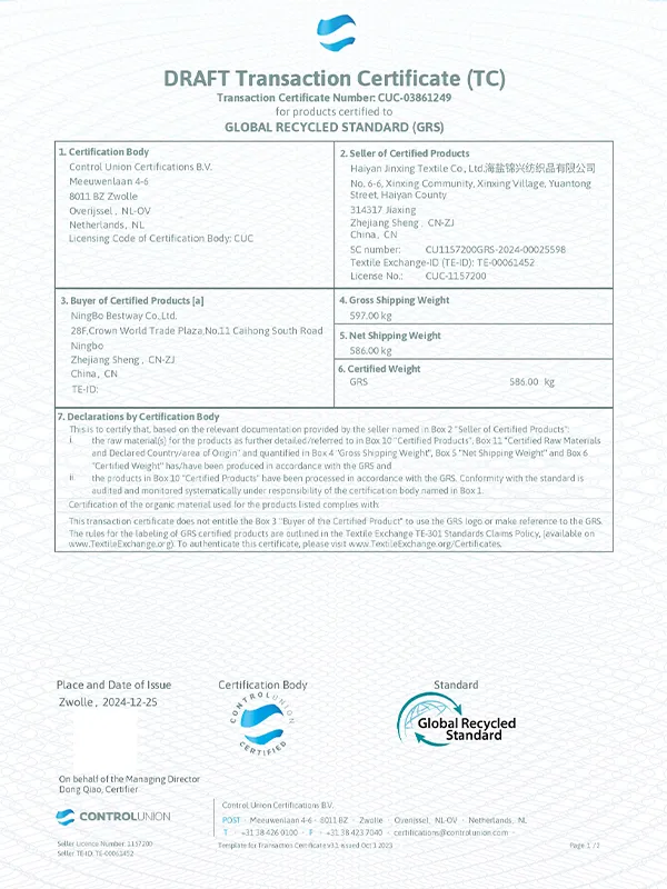 bestway draft transaction certificate tc