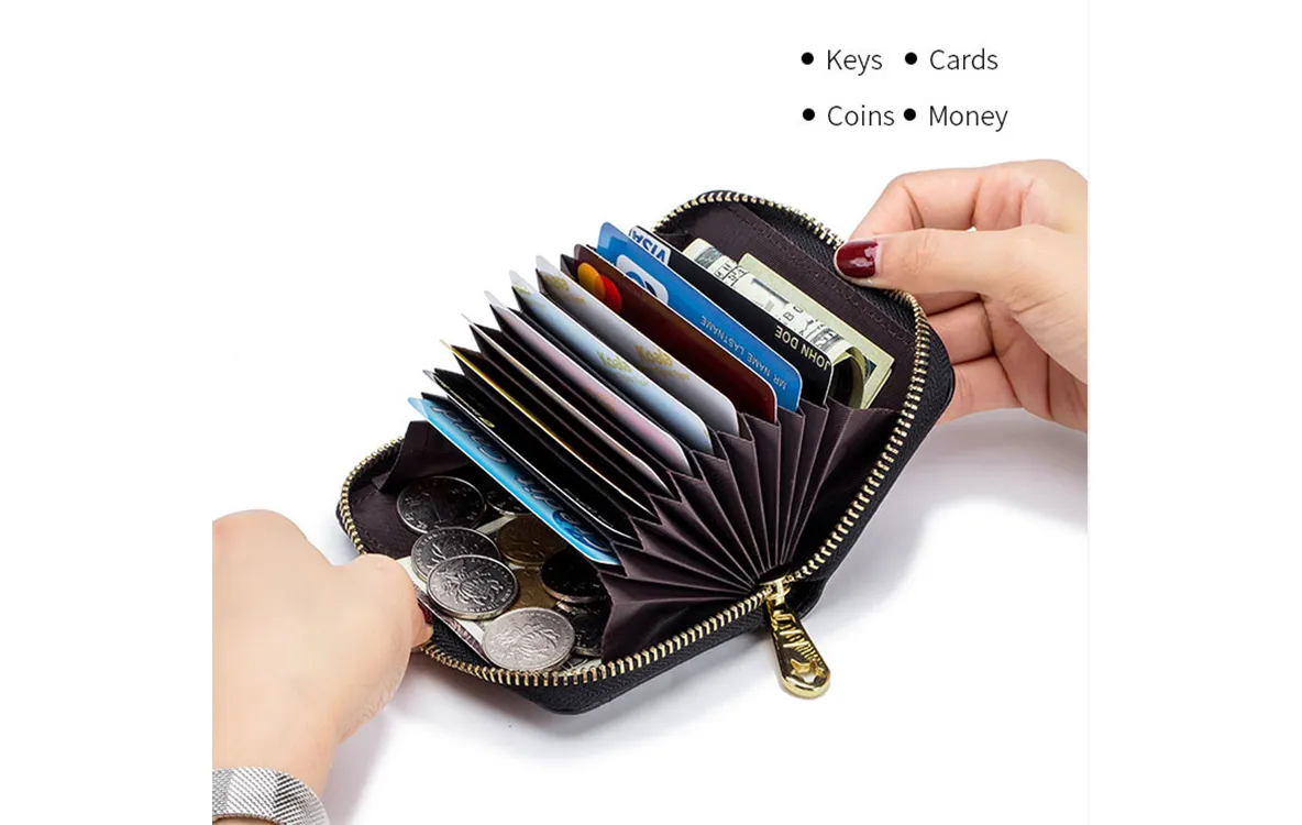 12 Slots Leather Card Holder Wallet CL7194 Black