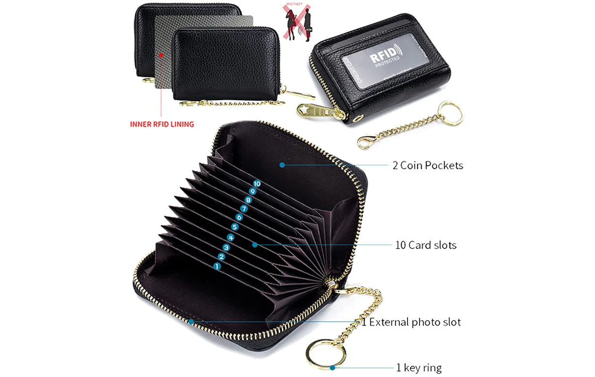 12 Slots Leather Card Holder Wallet CL7194 Black