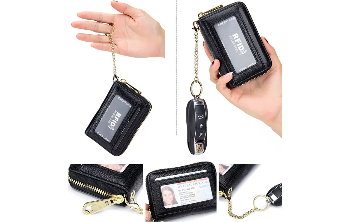 12 Slots Leather Card Holder Wallet CL7194 Black