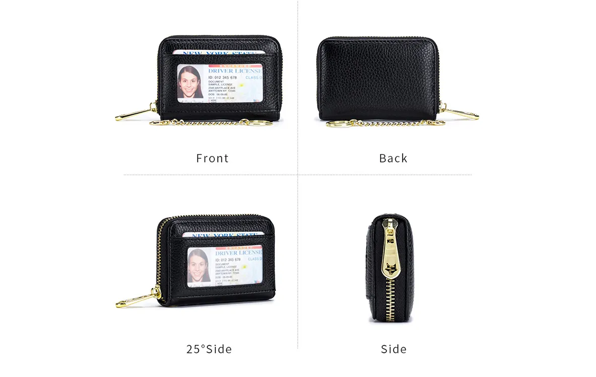 12 Slots Leather Card Holder Wallet CL7194 Black