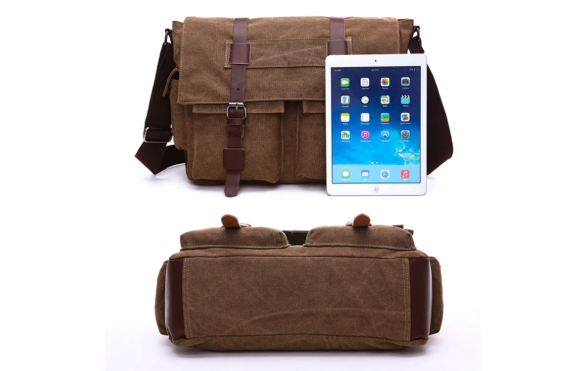 Canvas Messager Briefcase DS8168 Brown