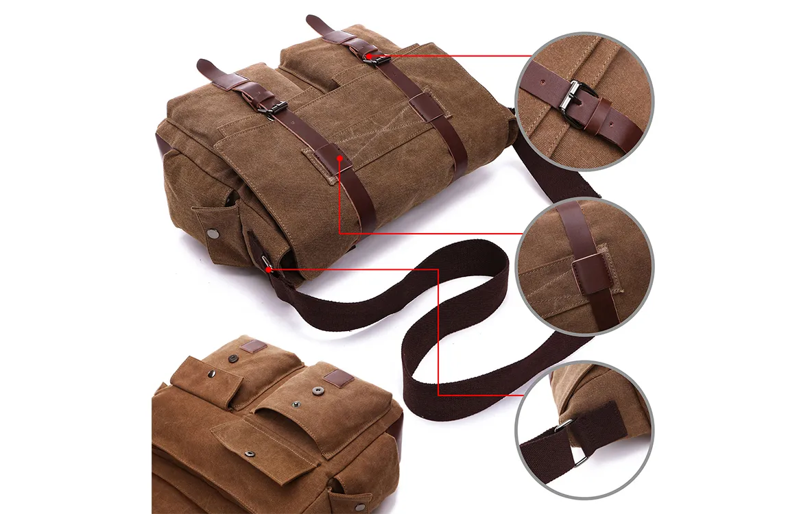 Canvas Messager Briefcase DS8168 Brown