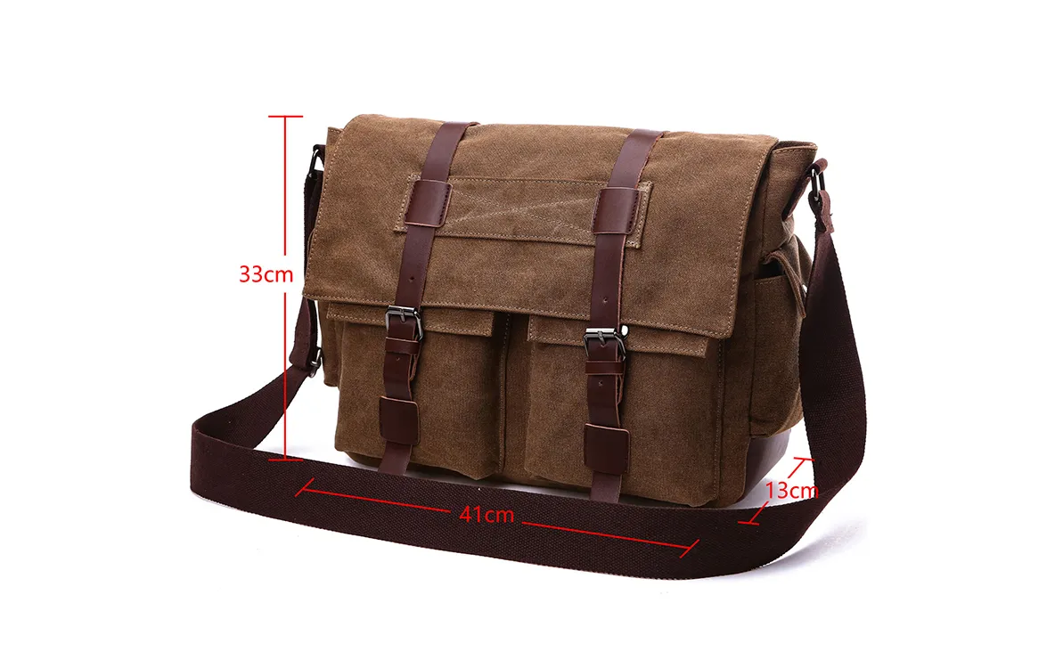 Canvas Messager Briefcase DS8168 Brown