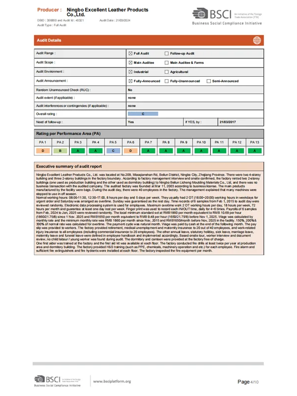 bsci summary audit report 2024