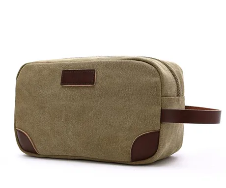 khaki canvas toiletry bag