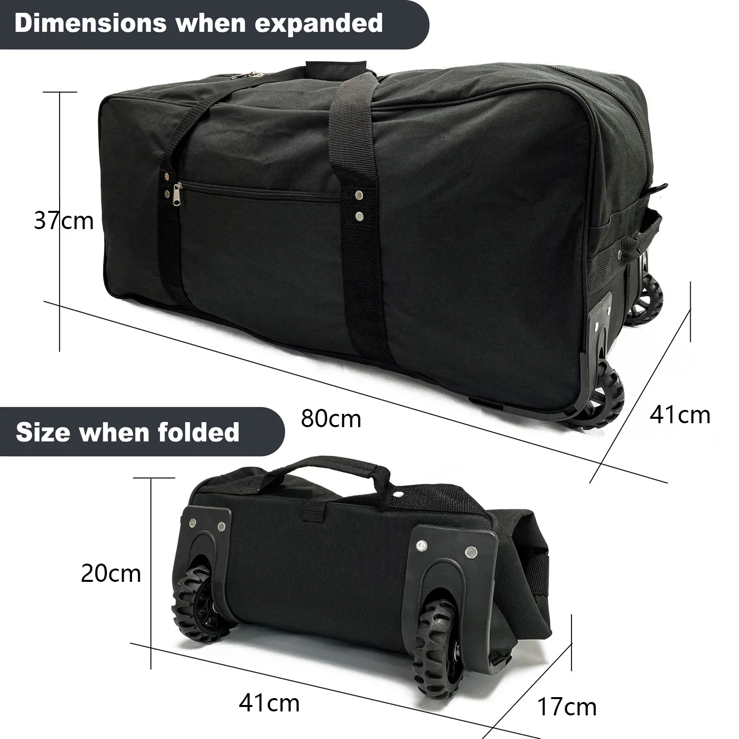34 inch Large Foldable Duffle Bag with Wheels 600D Oxford Collapsible Large Heavy Duty Cargo Duffe  TB4109358-R3
