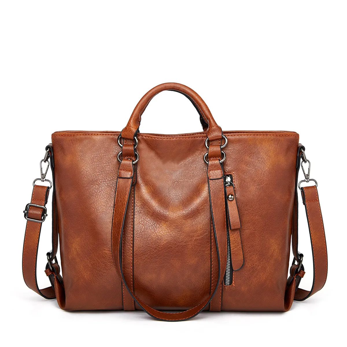 HBA003 Women PU Leather Moto Tote Bag